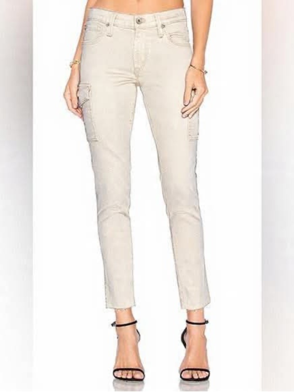 James Jeans "Twiggy" Ankle Cargo Pants in Moonbeam Cozy